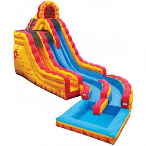Double Lane Fire and ICE inflatable with a Pool AMJ Spectactular Events On Time On Budget helping Event and Party planners be a success, Water Slide Rentals in Chicago 