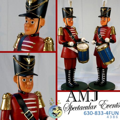 Indoor Santa Statues, Wooden Soldiers or Wooden Drummer Boys Statue props for your holiday party or event. Wooden toy soldier Christmas decoration rentals Party and holiday event rentals.