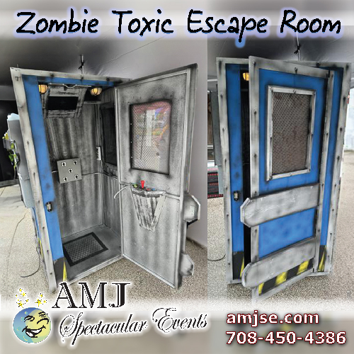 Rent this Escape Room today.  It's set for a 2 minute escape and includes 6 different games.  Increase the intensity of the games for those that think they have it figured out.  The smoke machine along with black lights will make it feel more toxic and fun, giving you that element of mystery. 