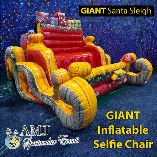 Take a ride and take a selfie in Santa's Sleigh and discover the Magic of Holiday Celebrations with AMJ Spectacular Events' Giant Inflatable Santa Sleigh Selfie Chair!