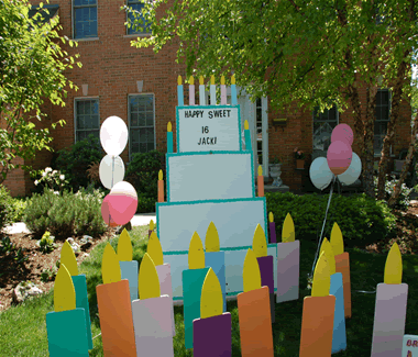 Happy Birthday Cake Yard Sign Rental